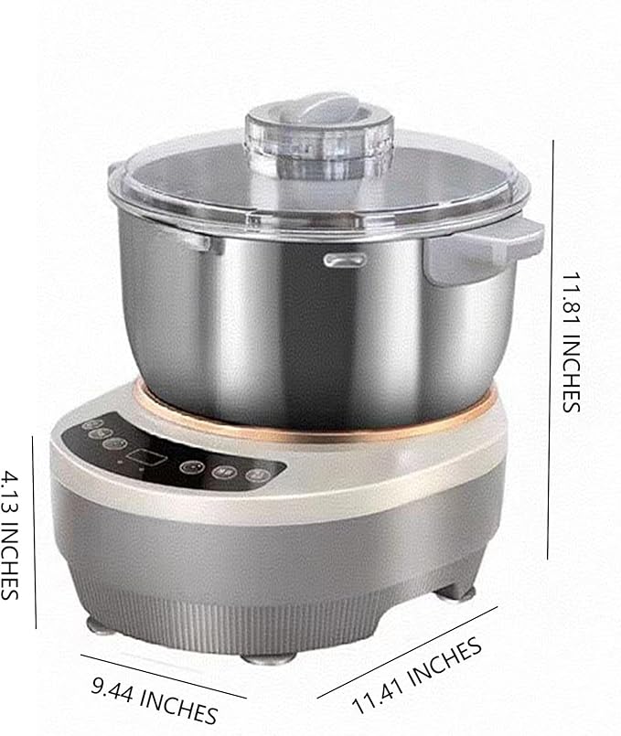 Electric Dough Machine With Fermentation Function, Microcomputer Timing, Front Touch Panel, 6.3qt(7L), 304 Stainless Steel, Used For Bread, Pizza, Pancake, Dumpling Dough And Sourdough