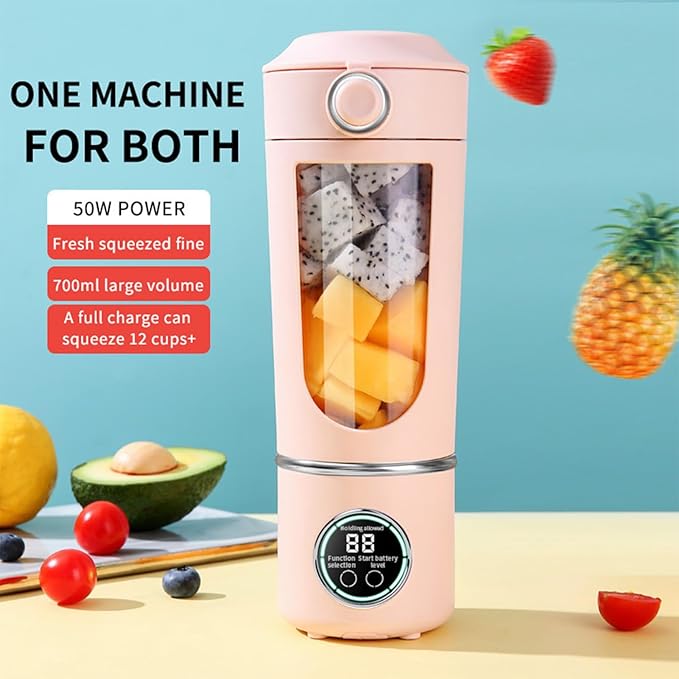 Electric Blender Cup - 700ml Cordless USB Rechargeable Fruit Mixer | Electric Juicer Cup for Vegetables | for Women Men Teens Adults Kitchen Gym Travel Dormitory Apartment Hotel School