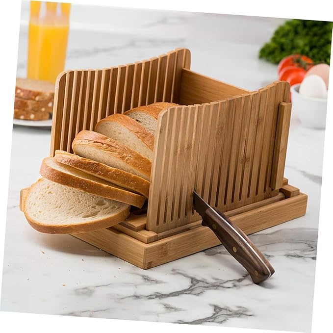Loaf Bread Slicer Bamboo Cutting Board Sandwich Slicer Easy Slice Safe Clean