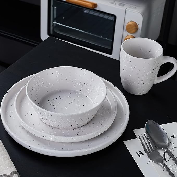 Stone lain Jade Stoneware Dinnerware Set, 32-Piece Service for 8, White