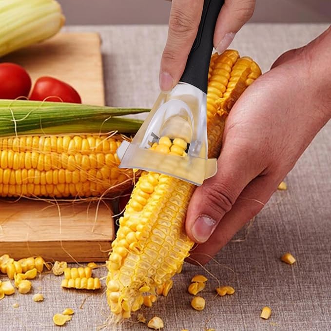Corn Peeler for Corn on the Cob, Corn Cob Stripper with Large Ergonomic Handle, Corn Remover Corn Kernel Cutter #1114