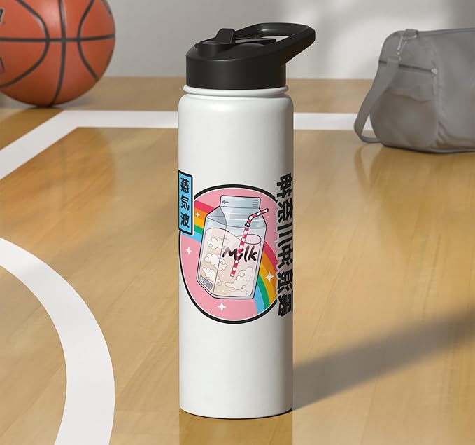 Japanese Milk Carton Kawaii Retro Japan Rainbow Anime Stainless Steel Insulated Water Bottle