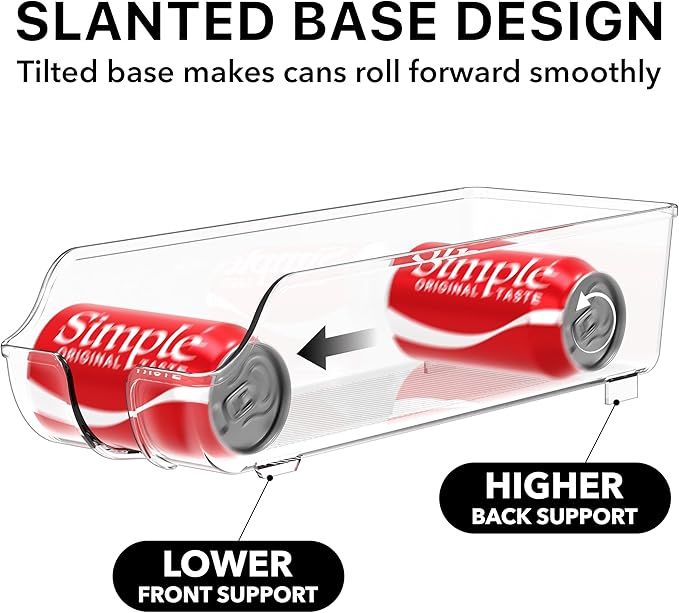 Simple Houseware Soda Can Organizer and Dispenser for Refrigerator / Pantry, Clear