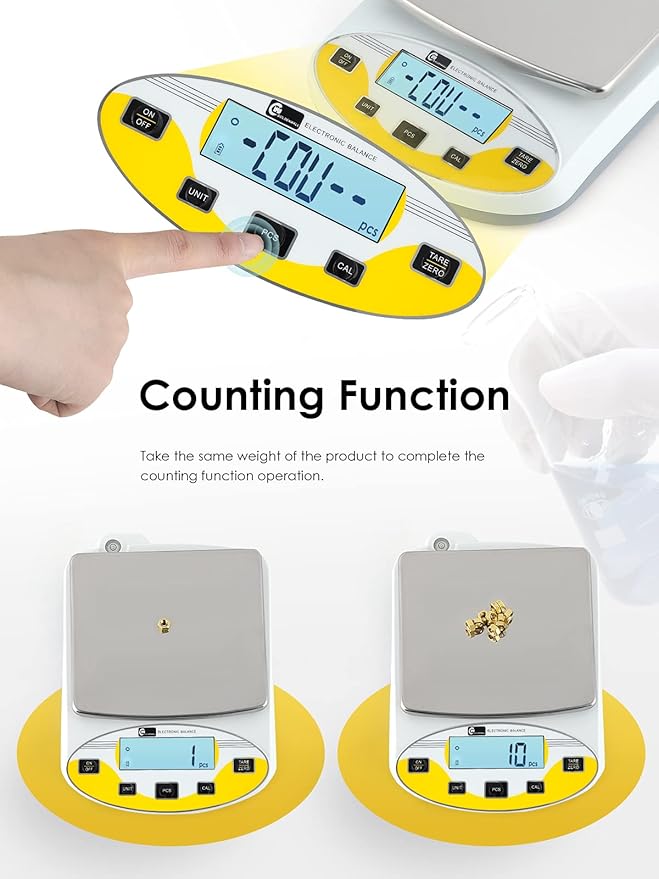 CGOLDENWALL Precision Lab Scale 5000gX0.01g Analytical Electronic Balance Digital Laboratory Scale Precision Jewelry Scales Kitchen Weighing Electronic Scales 0.01g Calibrated 110V (5000g, 0.01g)