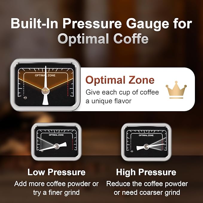 Electactic Espresso Machine 20 Bar, Stainless Steel Coffee Machine with Steam Milk Frother & 47oz Removable Water Tank, Hot Water Function for Home Cappuccino, Latte