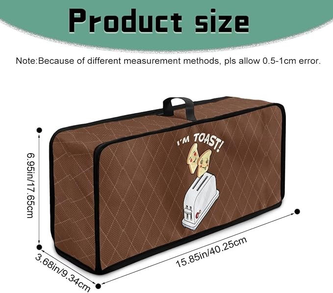Bread Print 2-Slice Slim Toaster Cover, Machine Washable Toaster Cover 2 Slice Heat Resistant Dustproof Protector Covers for Kitchen Appliances