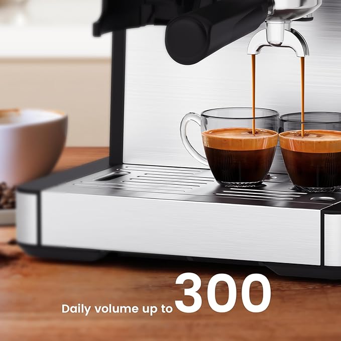 Kndko Espresso Machine, 20Bar Italian Pump & Commercial Steam Wand for Barista-Quality Coffee | Easy to Use with PID Control & Guided Tutorial | All-in-One Kit, Compact Stainless Steel Design
