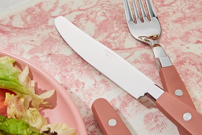 ANNOVA Silverware Set, Retro/Rivet Colorful Stainless Steel Tableware Kitchen Flatware Set Utensils, Includes Dinner Knives, Forks, Spoons, Salad Forks & Dessert Spoons (Brown, 20 Pieces)