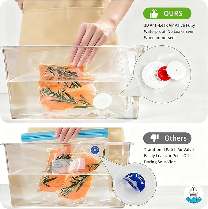 Vacuum Storage Bags Set, 10 Reusable BPA-Free Food Vacuum Sealer Bags with 6 Large (10.23"x11.02") and 4 Medium (8.26"x8.66") Sizes, Triple-Seal Leak-Resistant Design, Includes 2 Sealing Clips