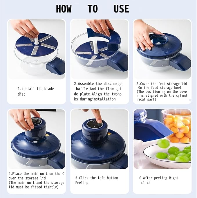 Automatic Electric Grape & Garlic Peeler Machine, Rechargeable Fruit Peeler with Stainless Steel Blade, Cordless One-Touch Kitchen Gadget for Cherry Tomatoes and Small Fruits
