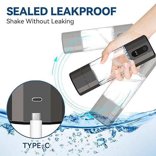 Hydrogen Water Bottle Generator, Portable Rechargeable Ionizer Machine with SPE/PEM Technology, Certified H2 Athletic Hydration, Health Care Gift for Family/Friends/Husband/Wife (Black, 208ml)