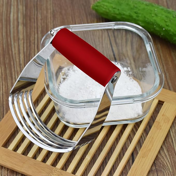 Dough Blender Heavy Duty Pastry Cutter Stainless Steel Butter Cutter Professional Baking Tool For Mixing Flour Butter (Red)