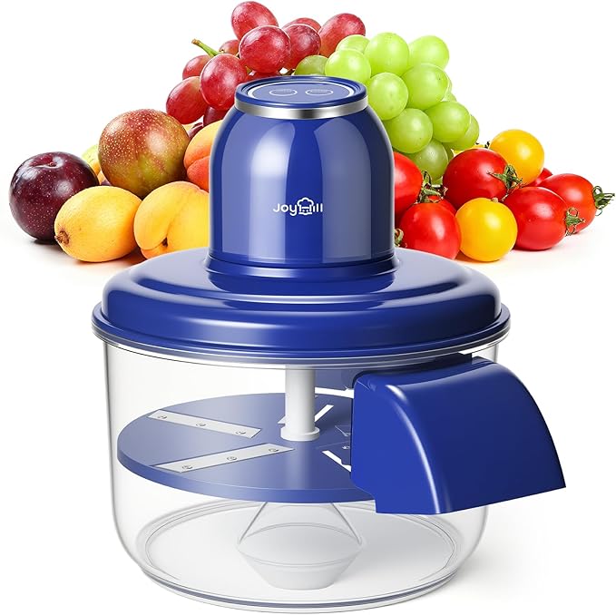 JOYHILL Electric Grape Peeling Machine, Automatic Fruit and Garlic Peeler for Grape Tomato Cherry, 50W Motor with Stainless Steel Blades, Rechargeable Cordless Kitchen Peeling Tool (Blue-1PC)