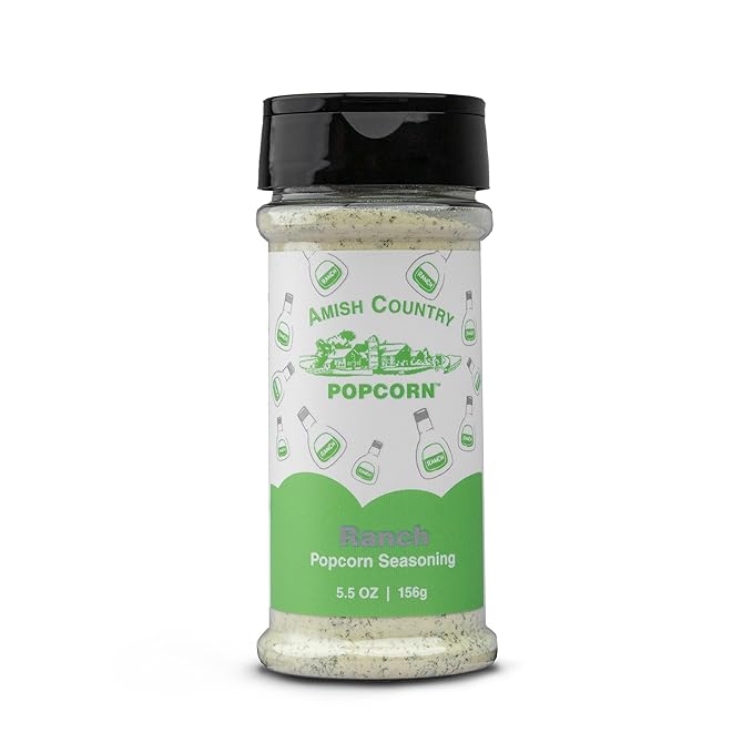 Amish Country Popcorn | Seasoning Variety Pack | 4 Bottles | White Cheddar - Cheddar Cheese - Sour Cream & Onion -Ranch | Nut Free | Old Fashioned, Non-GMO