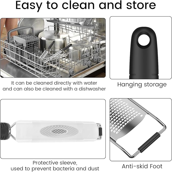 4Pcs Stainless Steel Grater for Different Food Grater with Non-Slip Handle for Vegetables Cheese Shredder and Lemon