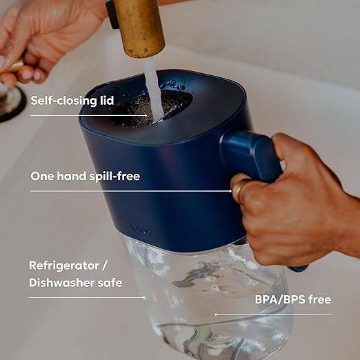 LARQ Water Filter Pitcher 1.9L (8-Cup) – Nano Zero Filter Removes Chlorine, Lead, PFAS & More – Monaco Blue