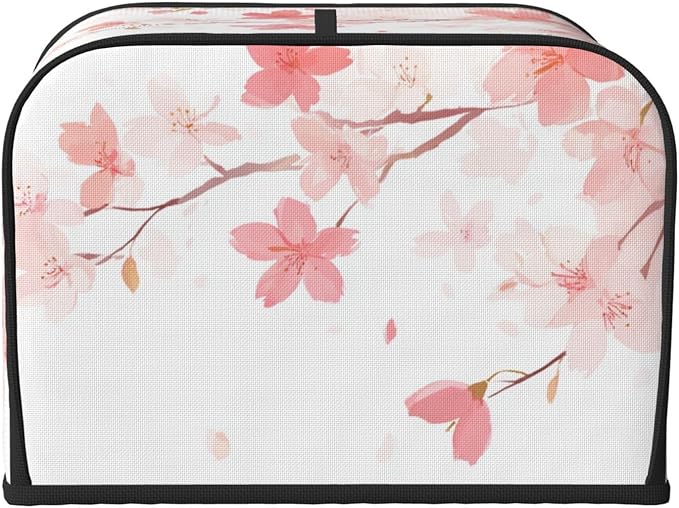 Toaster Cover 4 Slice Pastel Flower Cherry Blossom Kitchen Small Appliance Covers with Pockets Dust and Fingerprint Protection