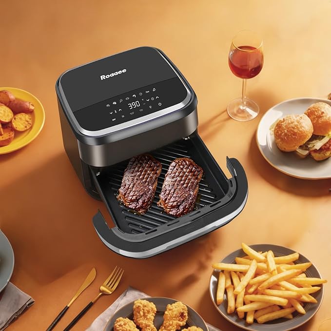 Pizza Oven & Air Fryer, 4.5QT 11-in-1 Flat Airfryer with Superior Top and Bottom Airflow Tech, Digital Display, Large Viewing Window, Grill Plate, Up to 32 Chicken Wings / 11" Pizza Capacity