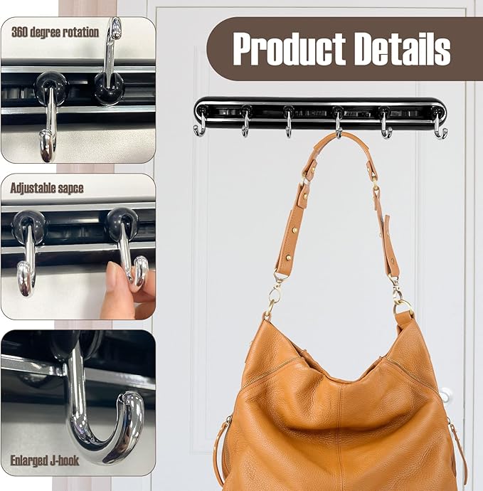 Utensil Racks with 6 Hooks Kitchen Utensil Holders Organizer Balck Wall Hanging Dish Storage Hooks