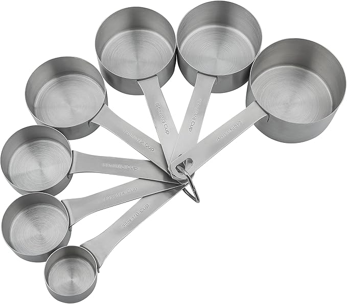 Smithcraft Measuring Cups Set for Kitchen and Baking Tools, Stainless Steel Measuring Cups Set 18/8(304) Steel Material Heavy Duty 7 Measuring Cups and 1 Ring Set of 8