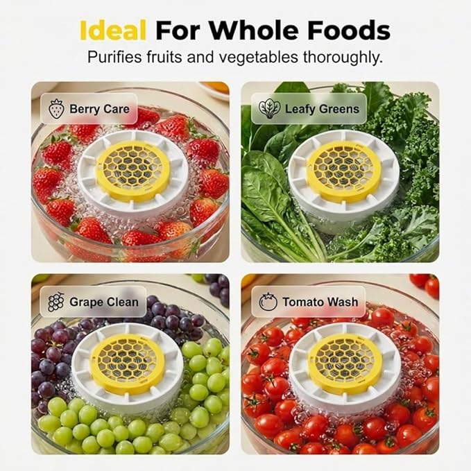 Fruit Vegetable Washing Machine, 2026 Upgraded Fruit Cleaner Device, Portable Wireless Food Purifier, with OH-ion Purification Technology, for Cleaning Fruit,Vegetable