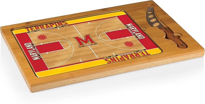 PICNIC TIME NCAA Icon Glass Top Cutting Board & Knife Set, Cheese Boards Charcuterie Boards, Serving Platter, (Parawood & Bamboo)