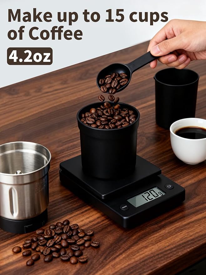 LAOION Electric Coffee Grinder with Silent Grinding Blades & Timer Knob to Adjustable Coarse to Fine, Espresso Grinder with Removable Stainless Steel Bowl for Coffee Bean, Herb, Spices, Seeds (Black)
