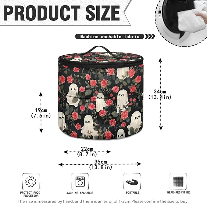 Halloween Pressure Cooker Insulation Bag Insulated Carrier Electric Pressure Cooker Storage Bag Keep Your Cooker Dust Free, Ghost Rose