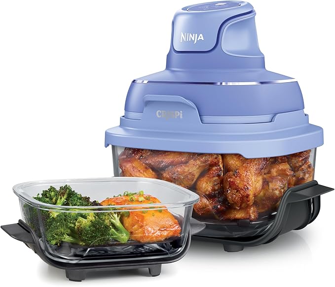 Ninja Crispi 4-in-1 Glass Air Fryer | 450°F | Non-Toxic | 4QT & 6-Cup Glass Containers w/Lids | Microwave, Freezer, Dishwasher Safe | Max Crisp, Air Fry, Bake, Recrisp | Frosted Lilac | FN101PR