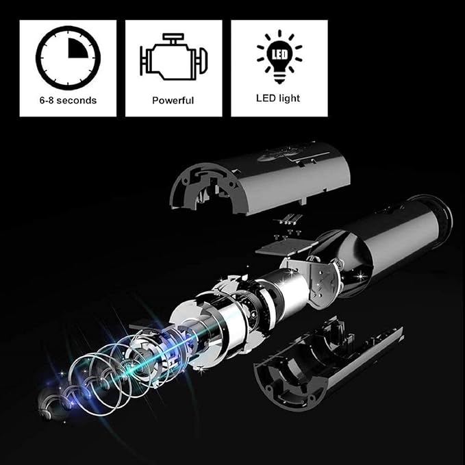 ueecool Electric Wine Opener Set, Automatic Corkscrew Set Contains Foil Cutter, Vacuum Stopper with Time mark, Wine Aerator Pourer (4 Piece Gift Set) with LED Light for Home Kitchen Party