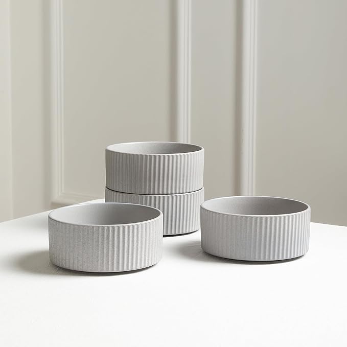 Stone Lain Haven Stoneware 24-Piece Dinnerware Set, Grey - Plates and Bowls Sets for 8, Elegant Dish Set, Includes Dinner Plates, Salad Plates Cereal Bowls, Microwave & Dishwasher Safe