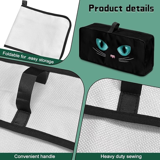 Black Cover for 2 Slice Slim Toaster Cat Face Toaster Cover 2 Slice Long Slot, Heat Resistant Lightweight Small Appliance Covers, Easy to Clean Bread Machine Protector