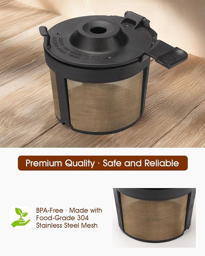 Permanent Coffee Filter for Ninja PB051 / PB040 / PB041ST - Compatible with Ninja Pods & Grounds Coffee Maker - Reusable Gold 304 Stainless Steel Mesh - Eco-Friendly Coffee Pod Accessory (2, Black)