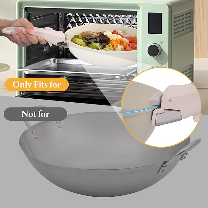 Removable Pot Handle, Universal Pan Handle, Replacement for Pots and Pans, Fits All Cookware, Includes Spoon Rest, Durable & Heat-Resistant, Cream White
