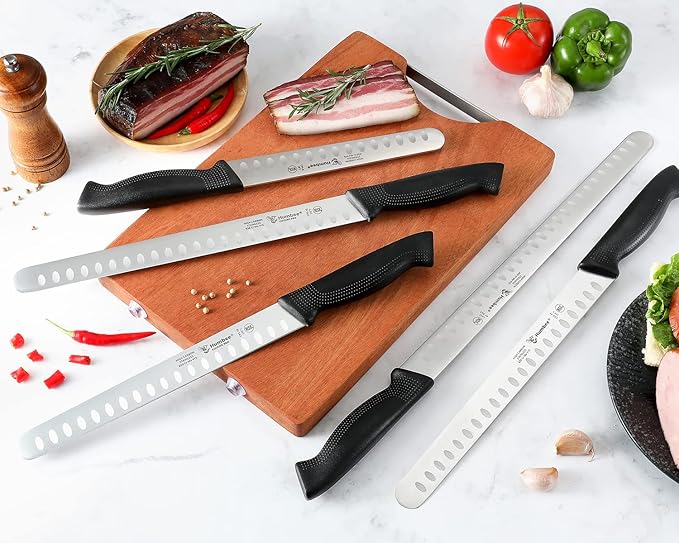 Carving Knife 12-Inch with Razor Sharp Granton Edge for Turkey, Ham, Meat Slicing and Cutting – NSF Certified, German Stainless Steel Blade, Black