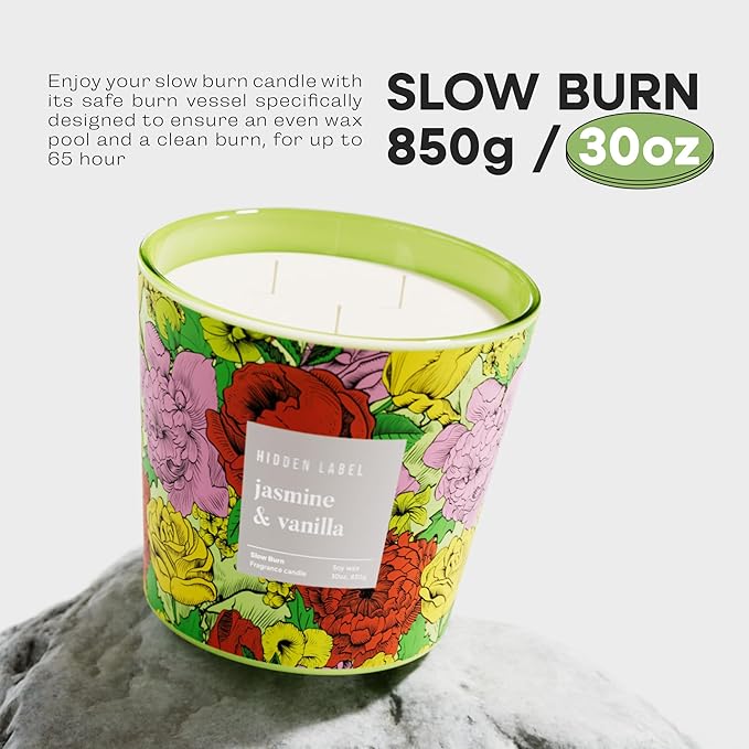 Big Candle, Vanilla Jasmine Scented Candle, 30oz Natural Soy Wax, 3-Wick Large Candles for Home, Up to 100Hours Long-Lasting,Clean Burn,Non Toxic Aromatherapy Candle Gift for Women,Men,Large Rooms
