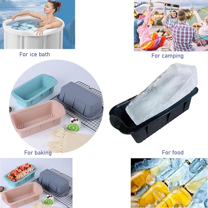 8Pcs Extra Large Ice Block Mold, Silicone Ice Block Molds for Ice Bath Tub, Big Ice Cube Molds for Ice Bath, Blue Ice Maker for Cold Plunge or Coolers, Ice Tray Accessories for Ice Bath Chiller