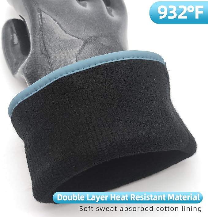 DEYAN Silicone BBQ Gloves, 600°F Heat Resistant Oven Mitts for Grilling, Smoking & Baking - Waterproof, Oil Proof Non-Slip Kitchen Gloves for Cooking, Frying, BBQ Accessories (9/L)
