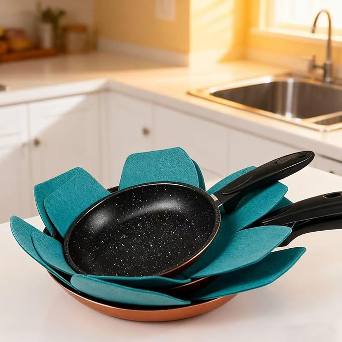 Pot and Pan Protectors 12 Pack 3 Different Sizes Pot Separator for Stacking Cookware Protectors Pan and Pot Dividers Pads Protect Glass Ceramic Dish Plates from Slipping Scratching Marring