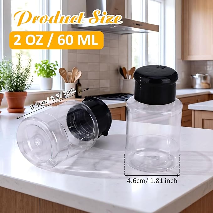 Amyhill 100 Pcs Plastic Spice Bottles Spice Jars with Black Cap Seasoning Jars Shaker 2 Oz/ 60ml Clear Bottle Containers with Shaker Lids for Storing for Spices, Herbs, Powders, Glitters Supplies