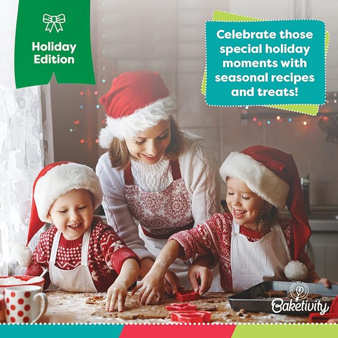 Baketivity 31 Pcs Kids Baking Set and Bake Away Kids Baking Cookbook Bundle | Kids Safe Nylon Knife and Real Baking Utensils Set | Best Little Baker Baking Book with Pictures and Cooking Tools Gift