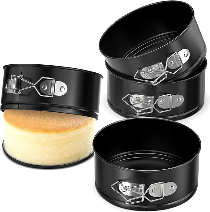 ZeroPone 4 Pack Mini Springform Pan Set, 4 Inch Non-stick Cheesecake Pan, Spring Form Pans for Baking, Springform Pans with Removable Bottom, Round Cake Pans, Small Cake Mold for Mini Cheesecake Pizza