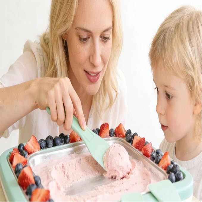 Rolled Ice Cream Maker,Instant Ice Cream Maker,Instant Gelato Pan/Roll,Food Grade SUS304 Stainless Steel Cool Plate Homemade DIY for Fun Parent-Child Activities