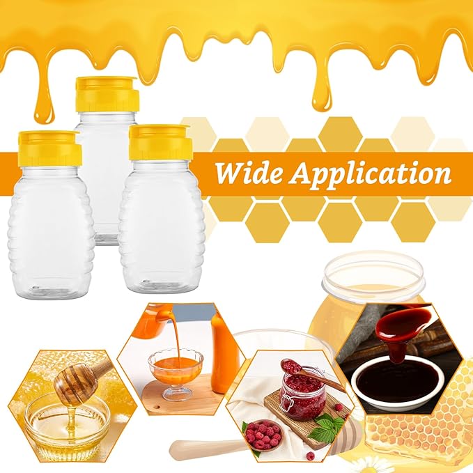 30 Pcs 8oz Honey Squeeze Bottles, Clear Plastic Honey Jar with Flip Lid, Leak Proof Honey Container Honey Dispenser for Storing and Dispensing Honey