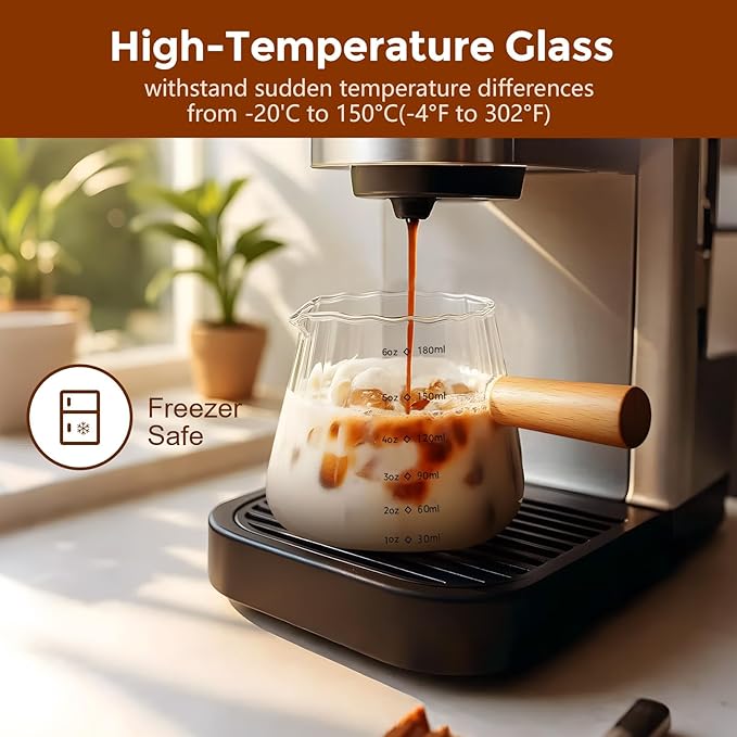 YARRAMATE 16oz/470ml Glass Olive Oil Sprayer (Blue), 180ml Glass Measuring Cup and Rechargeable Milk Frother
