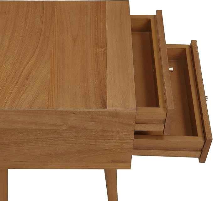 Nathan James Harper Modern Nightstand Side Accent or End Table with Storage Drawer, Set of 2, Oak Brown