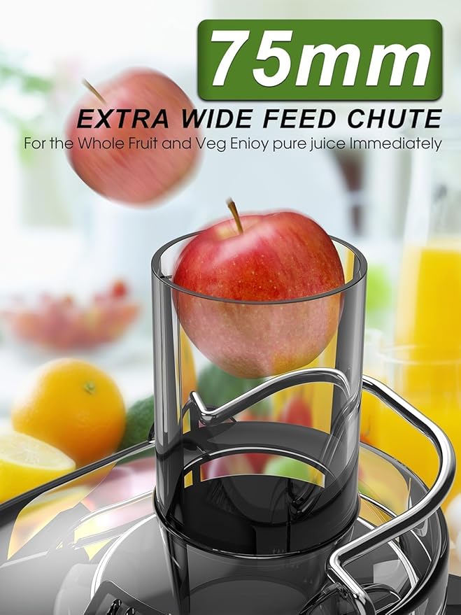 Juicer Machines, 1200W Juicer with 3" Feed Chute for Whole Fruits and Vegs, Dual Speeds Centrifugal Juice Extractor, Heavy Duty Full Copper Motor, 35oz Large Juice Jug, Stainless Steel