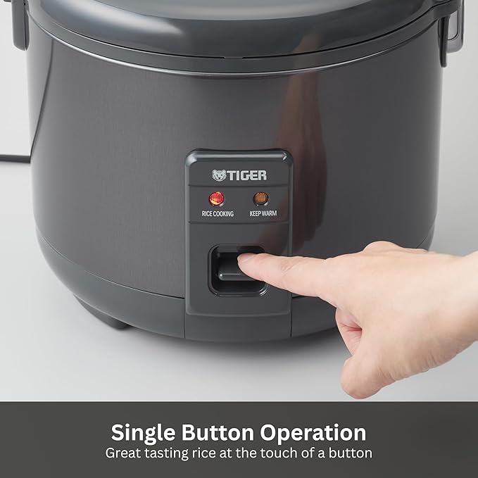 Tiger JNP-S18U-KY 10 Cup Capacity White Rice Cooker with Non-Stick Inner Pot, Retractable Power Cord, and Keep Warm up to 12 hours (Obsidian Black)