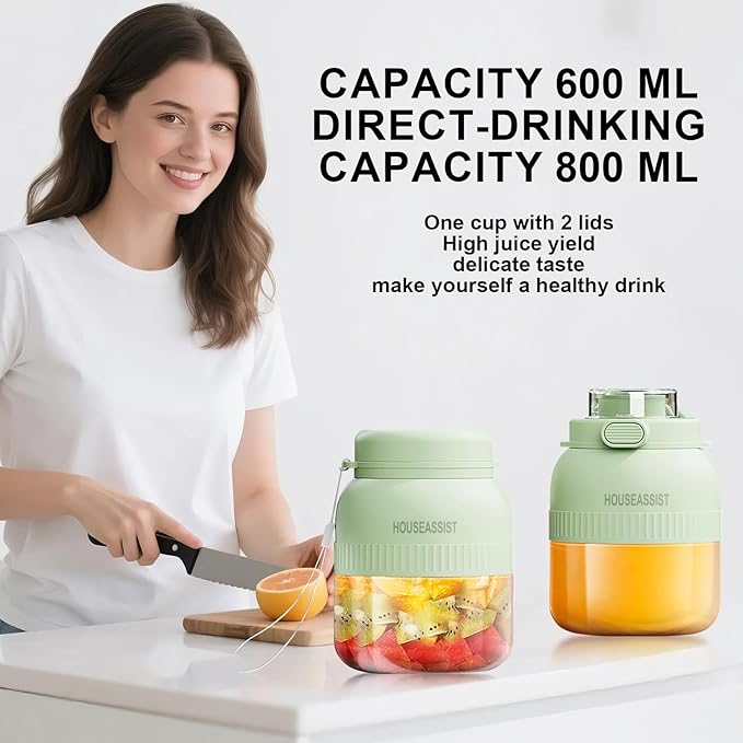 Portable Blender Personal blenders, 20oz Mini Blender for Shakes and Smoothies, Strong Cutting Power with 10 Blades, 600Ml Traveling Fruit Veggie Juicer Cup for Home, Sport, Office, Camping