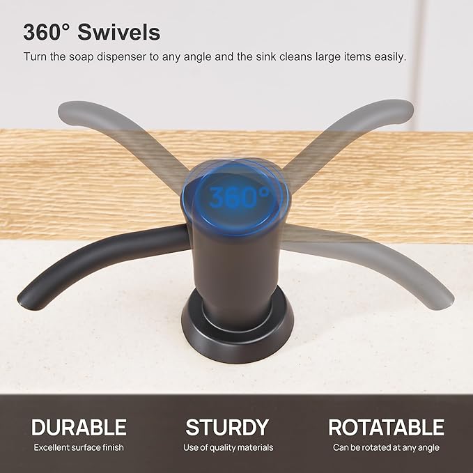 GAGALIFE Built in Counter Soap Dispenser for Kitchen Sink and Extension Tube Kit, Anti-Leakage Upgrade with 40" Tube No More Top Refill (Matte Black)